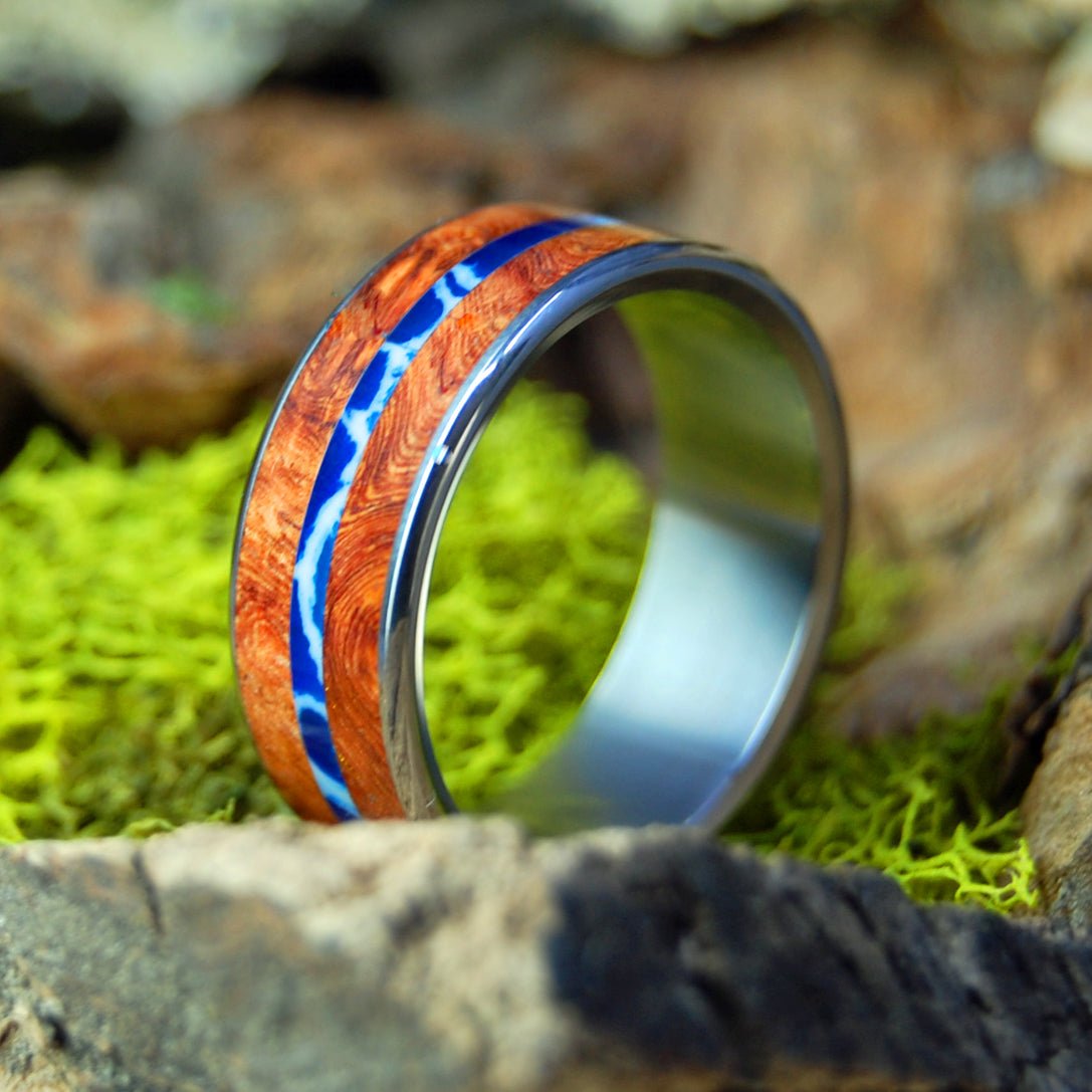 Titanium ring with store wood inlay size 11.5