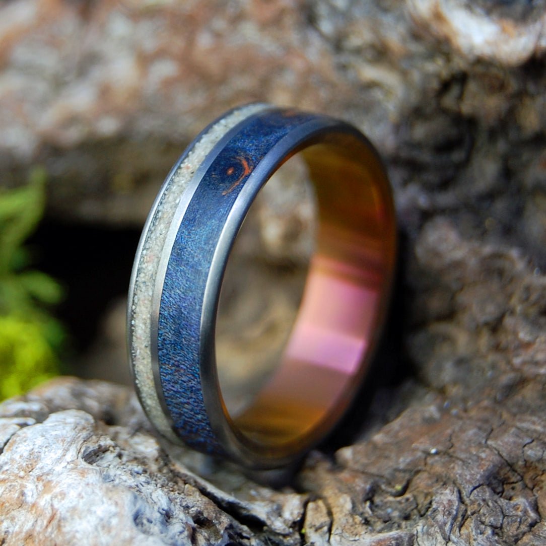 Petrified wood authentic ring from Northern Nevada on titanium band, Great looking wood grain!