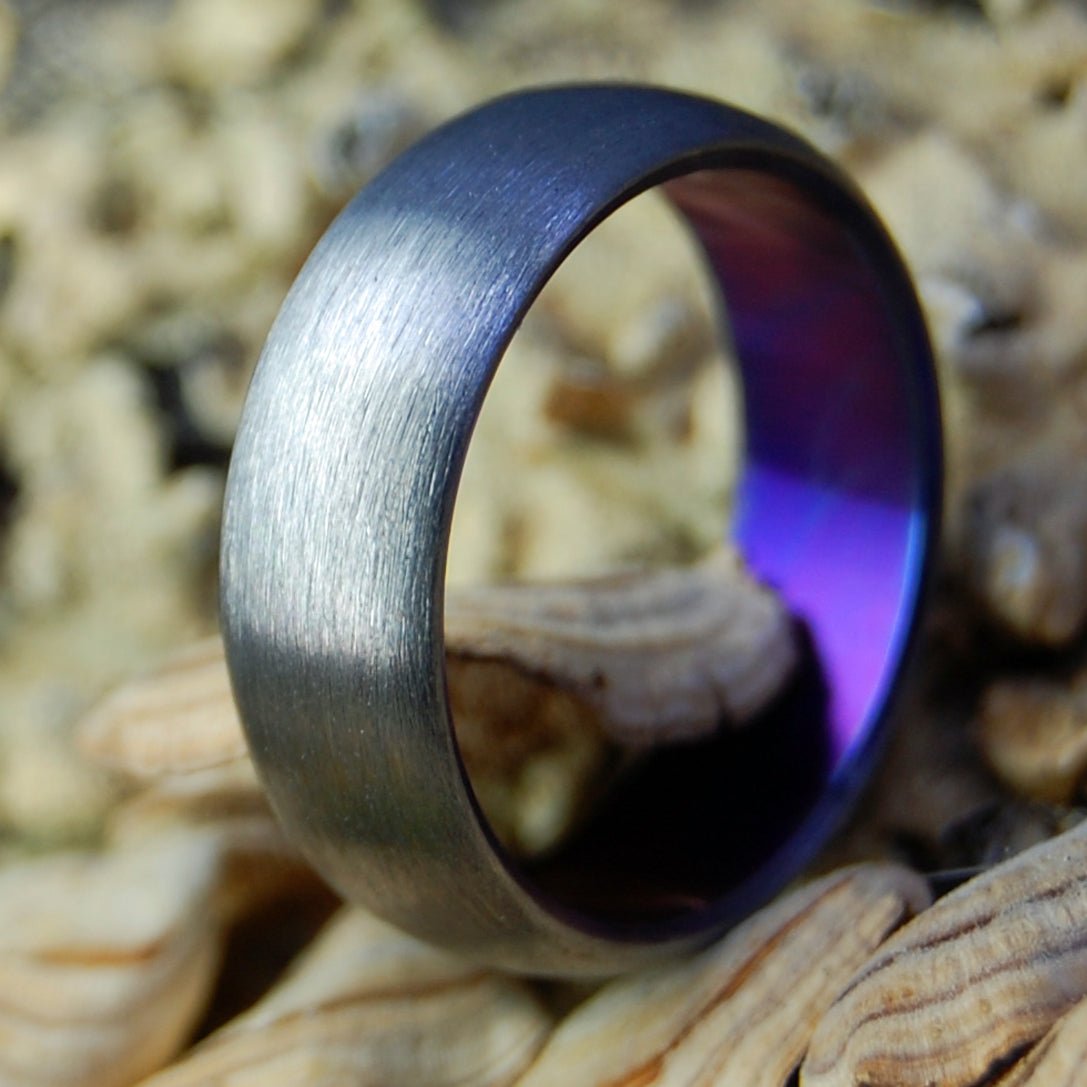 Titanium Ring with Purple groove and hotsell a polished lining