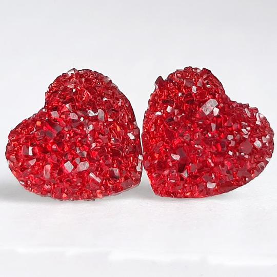 Valentine's Day Earrings Red Hearts