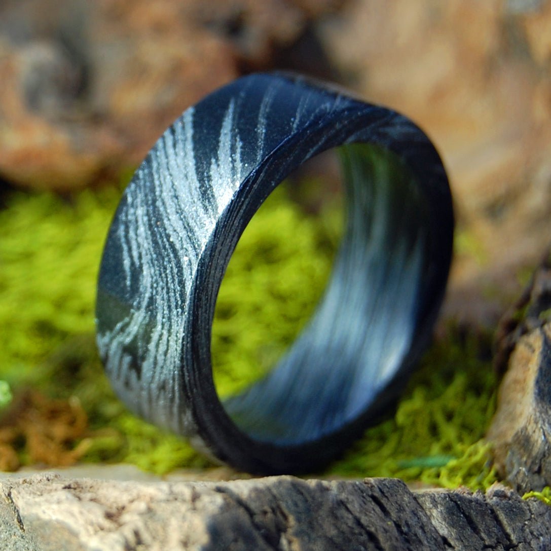 BLACK SILVER M3 MOKUME GANE Wedding Rings - How Earthy Materials Like M3 Mokume Gane, Dirt and Rocks Can Symbolize Your Unique Love Story - Minter and Richter Designs