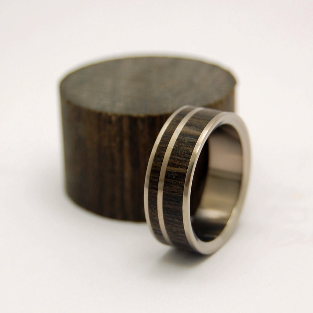 BOG OAK Wood Wedding Rings - How Earthy Materials Like Wood, Sand, Dirt and Rocks Can Symbolize Your Unique Love Story - Minter and Richter Designs