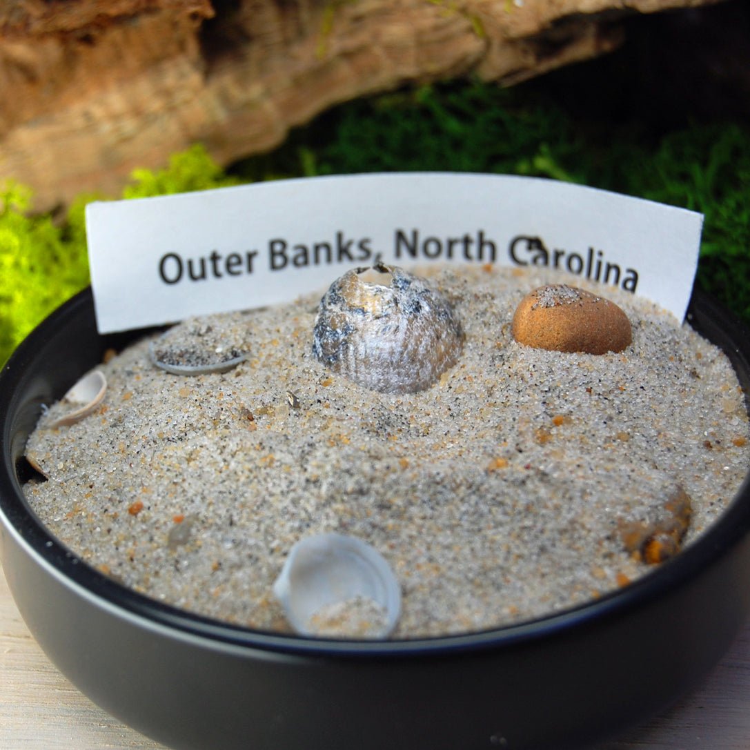 NORTH CAROLINA Beach Sand Wedding Rings - How Earthy Materials Like Sand, Dirt and Rocks Can Symbolize Your Unique Love Story - Minter and Richter Designs