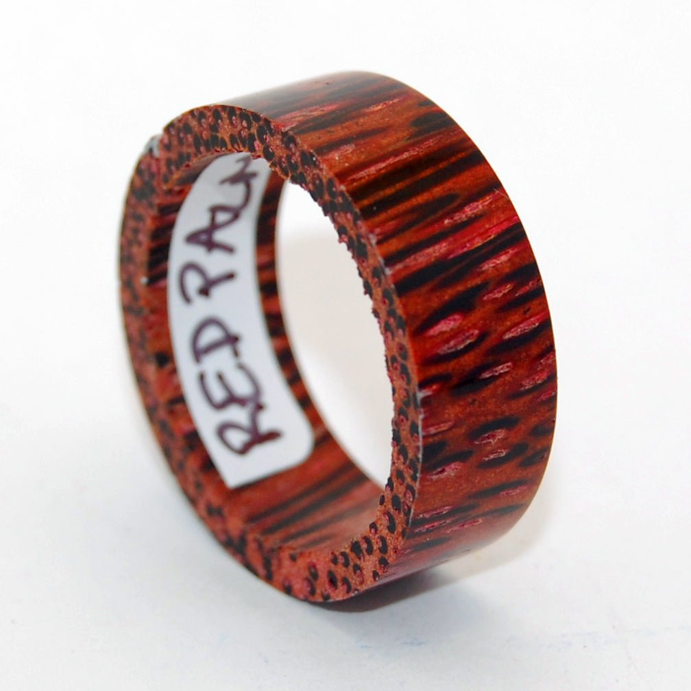 RED PALM WOOD Wedding Rings - How Earthy Materials Like Wood, Dirt and Rocks Can Symbolize Your Unique Love Story - Minter and Richter Designs