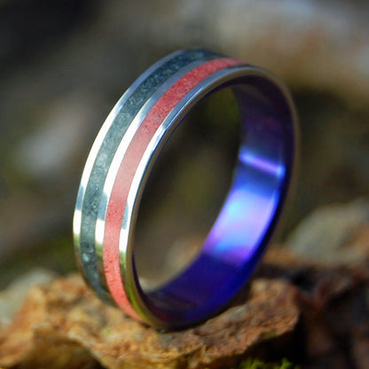 1973 Icelandic Volcanic Eruption | Men's 1973 Icelandic Lava, Red Box Elder & Titanium Wedding Ring - Minter and Richter Designs