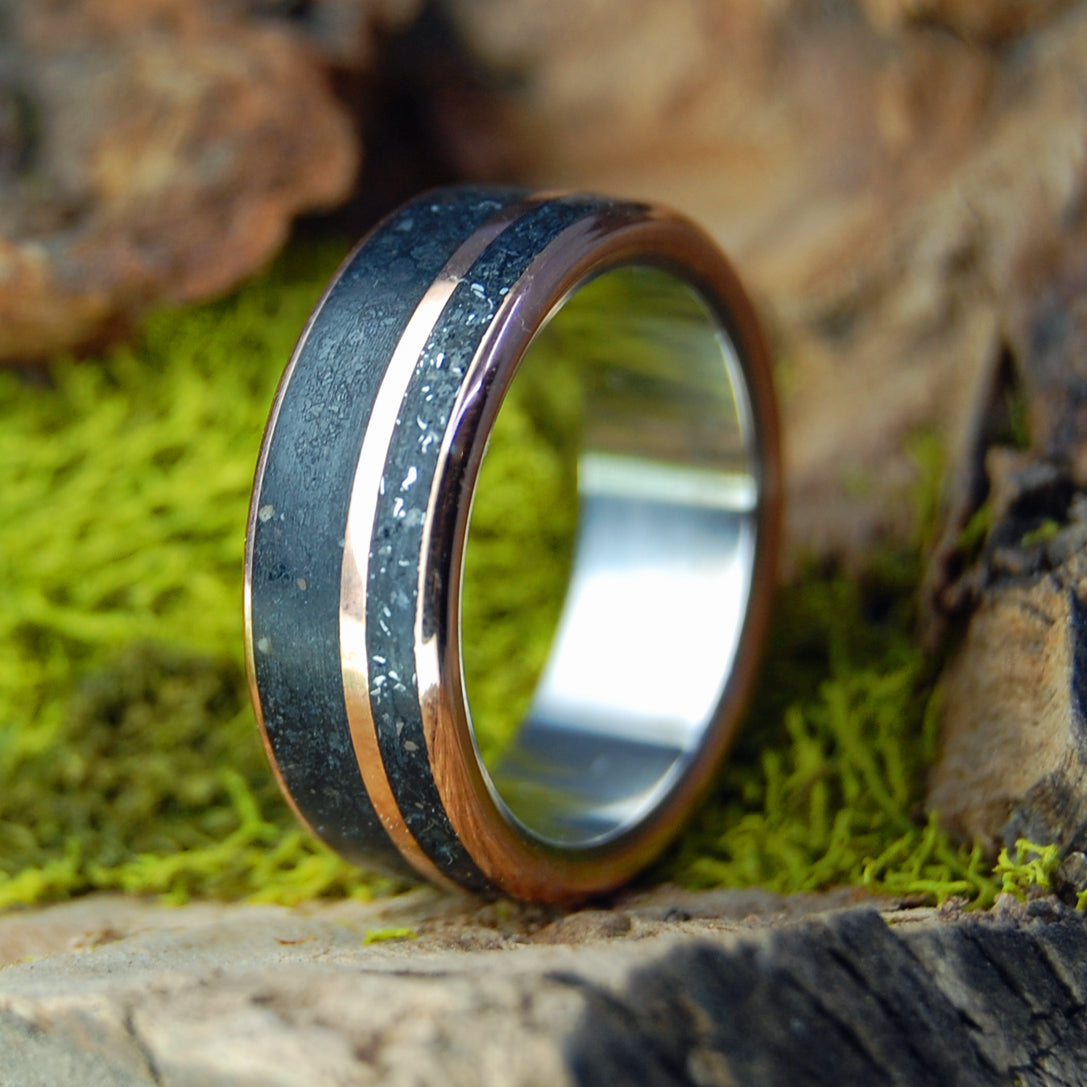 METEORITE Y LAVA | Meteorite & Icelandic Lava - Meteorite Wedding Ring