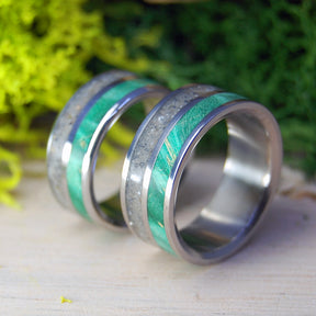 RACE POINT | Beach Sand and Wood Ring - Titanium Wedding Ring Set