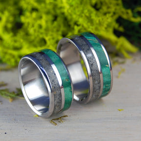 RACE POINT | Beach Sand and Wood Ring - Titanium Wedding Ring Set