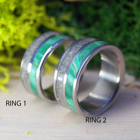 RACE POINT | Beach Sand and Wood Ring - Titanium Wedding Ring Set