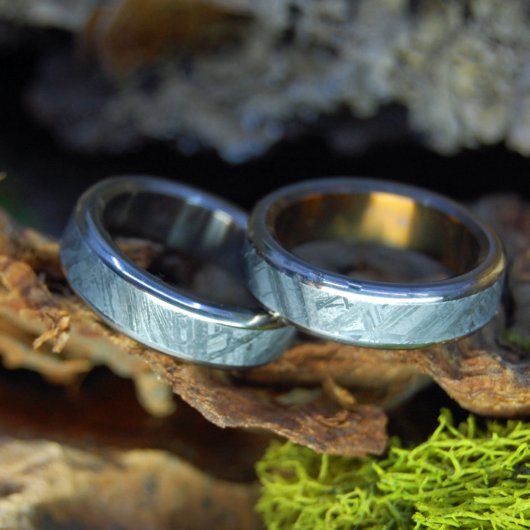 Meteorite Ring with 14k Rose Gold Sleeve 6mm Wedding Band Custom Made  Meteorite | eBay