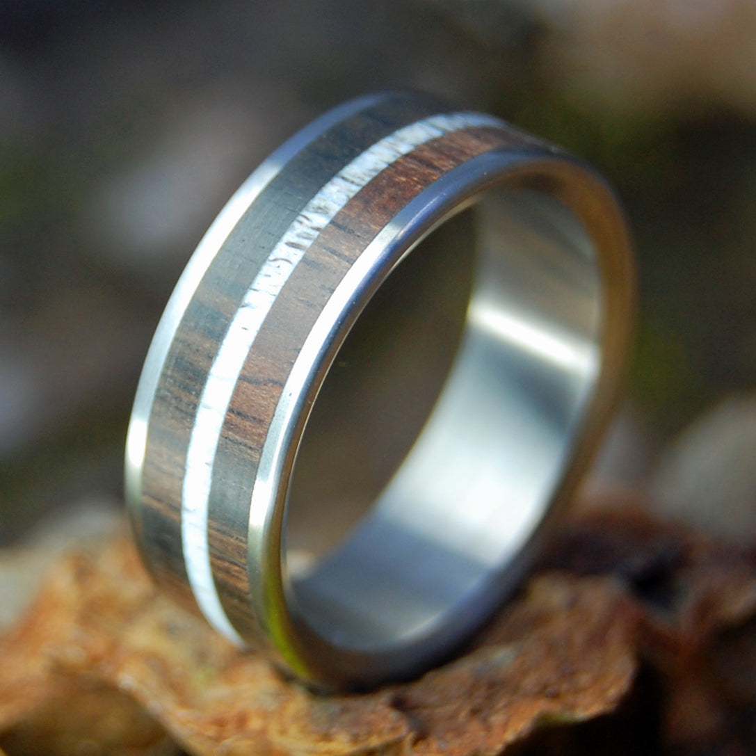 SATIN EBONY MOOSE | African Ebony Wood & Moose Antler - Antler Wedding Ring