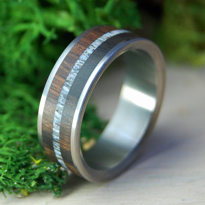 SATIN EBONY MOOSE | African Ebony Wood & Moose Antler - Antler Wedding Ring