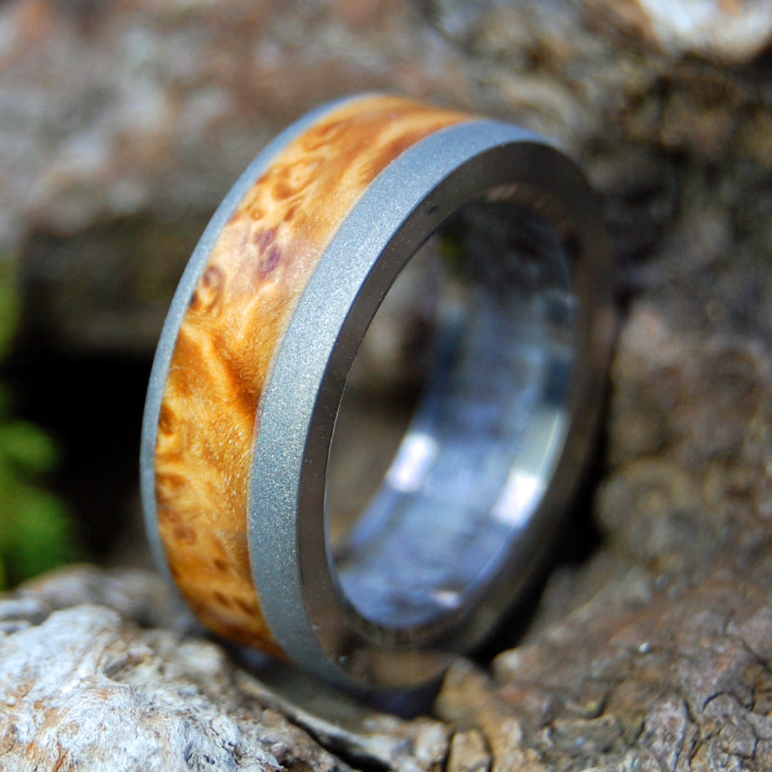 THE SIGH OF A MOOSE | Antler & Brown Box Elder Titanium Men's Wedding Rings - Minter and Richter Designs