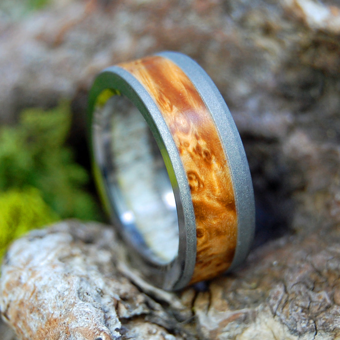 THE SIGH OF A MOOSE | Antler & Brown Box Elder Titanium Men's Wedding Rings - Minter and Richter Designs