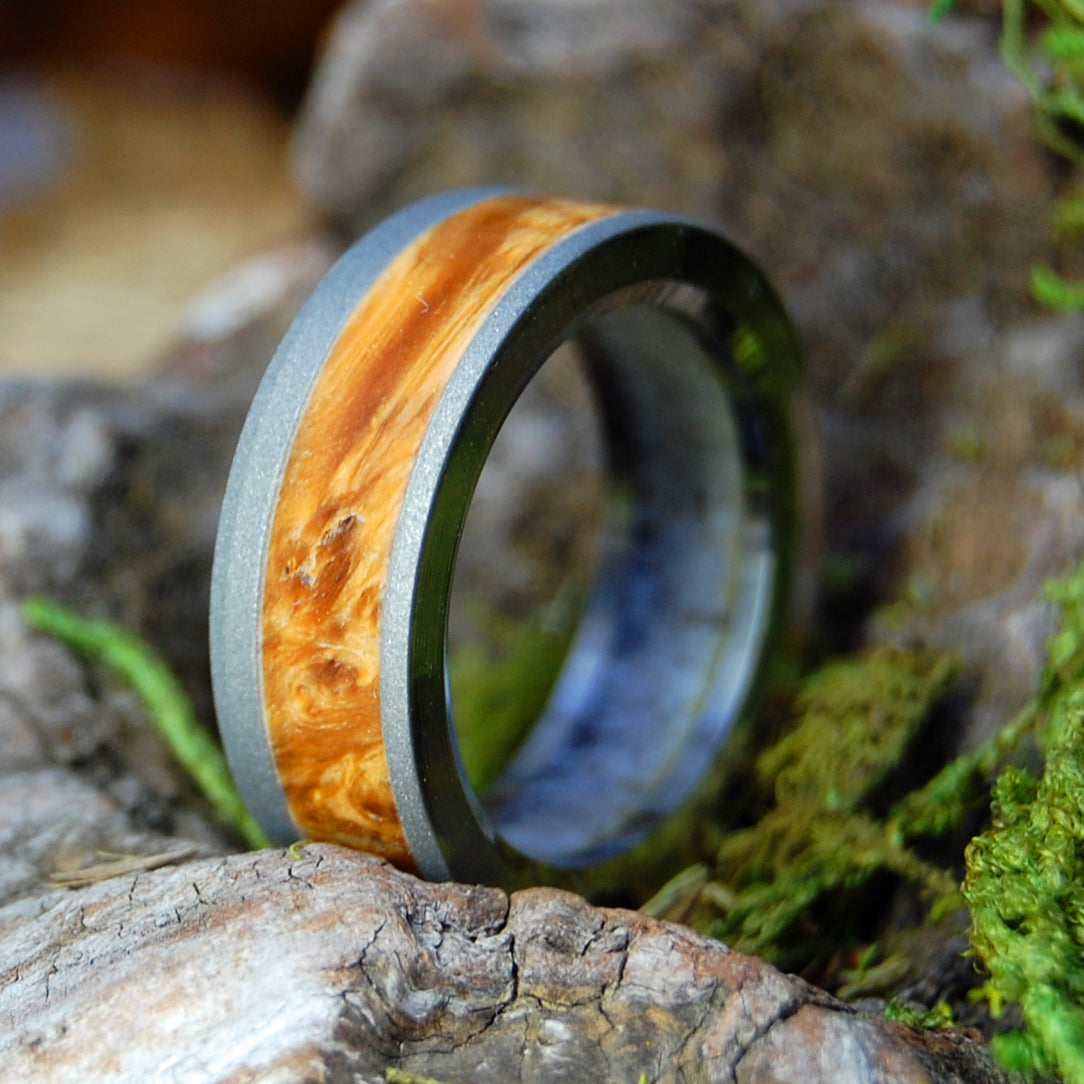 THE SIGH OF A MOOSE | Antler & Brown Box Elder Titanium Men's Wedding Rings - Minter and Richter Designs