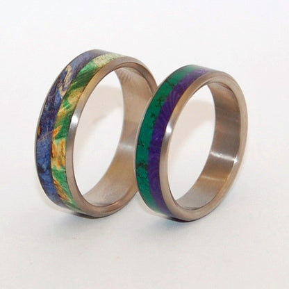 A Deep & Earthly Love / For Us Alone To Enjoy | Titanium & Wood Wedding Ring Set - Minter and Richter Designs