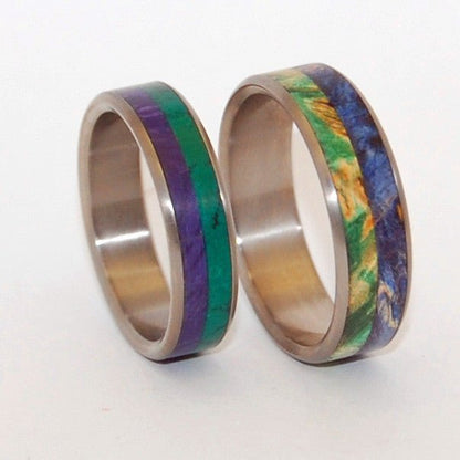 A Deep & Earthly Love / For Us Alone To Enjoy | Titanium & Wood Wedding Ring Set - Minter and Richter Designs