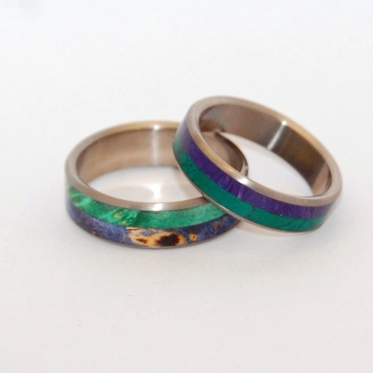 A Deep & Earthly Love / For Us Alone To Enjoy | Titanium & Wood Wedding Ring Set - Minter and Richter Designs