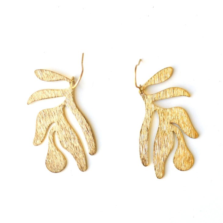 Abstract Leaf EarRing | Raw Brass EarRing - Minter and Richter Designs