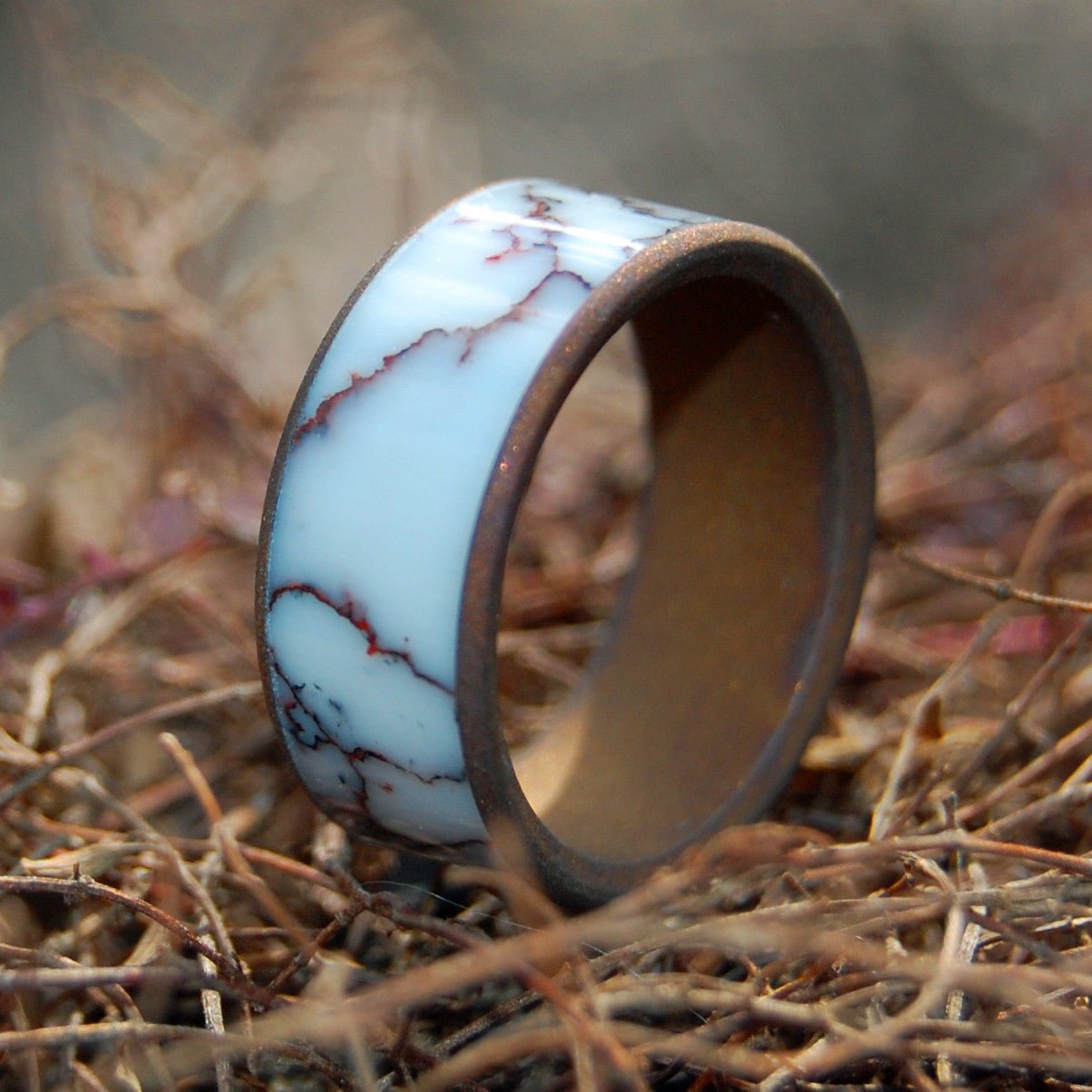 Across The Wild Horse Plains | Men's Wild Horse Jasper Stone & Titanium Wedding Ring - Minter and Richter Designs