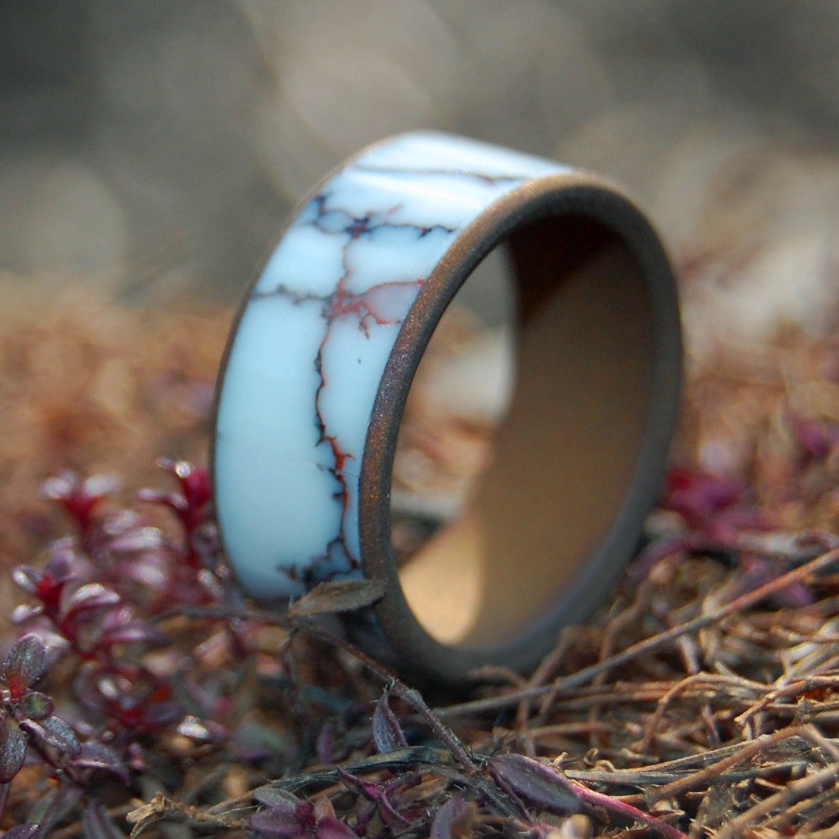 Across The Wild Horse Plains | Men's Wild Horse Jasper Stone & Titanium Wedding Ring - Minter and Richter Designs