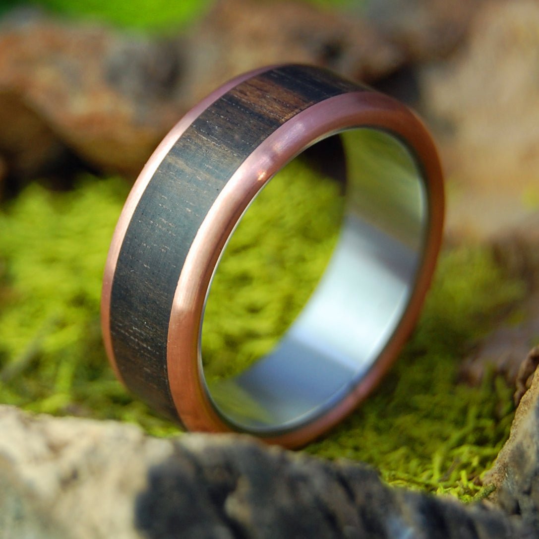 African Ebony Copper | Men's Copper, Ebony Wood & Titanium Wedding Ring - Minter and Richter Designs