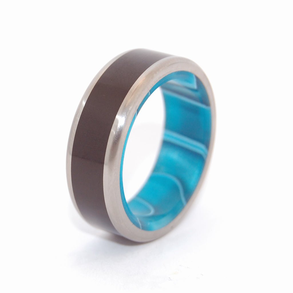 African Ocean | Men's African Ebony Wood, Aquatic Resin & Titanium Wedding Ring - Minter and Richter Designs