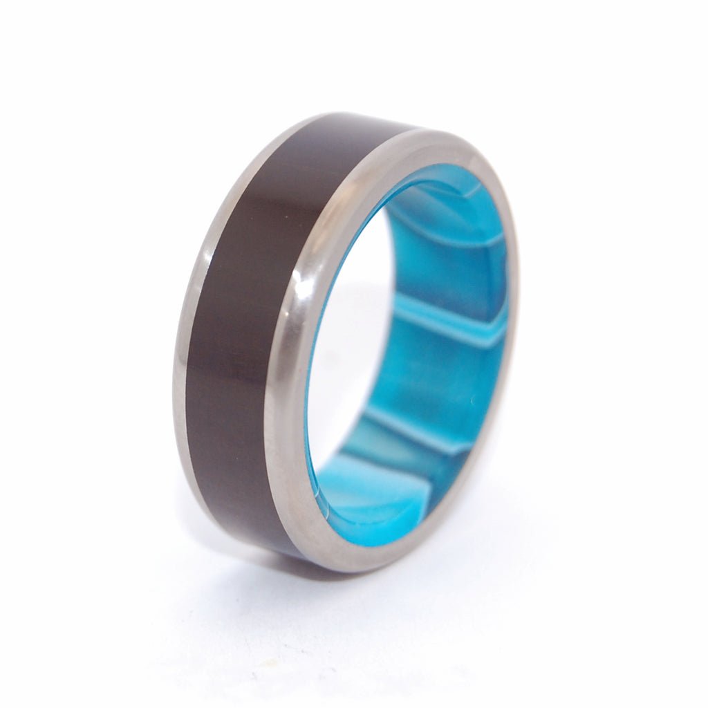 African Ocean | Men's African Ebony Wood, Aquatic Resin & Titanium Wedding Ring - Minter and Richter Designs