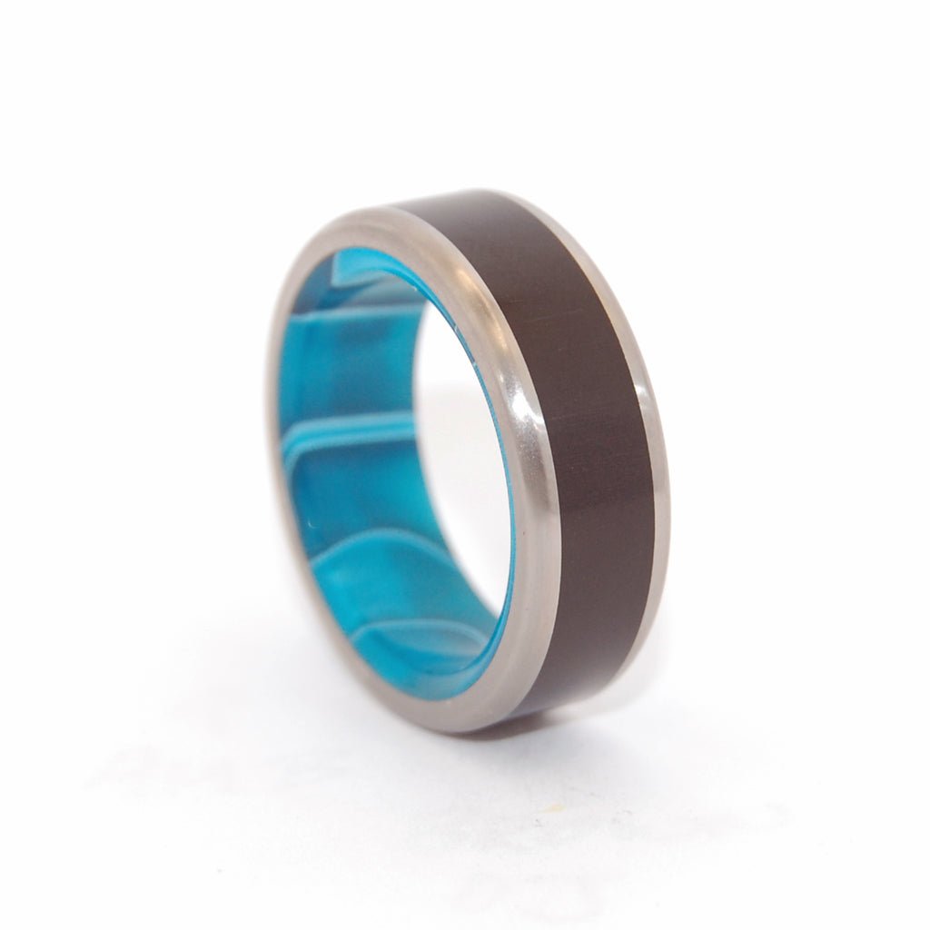 African Ocean | Men's African Ebony Wood, Aquatic Resin & Titanium Wedding Ring - Minter and Richter Designs