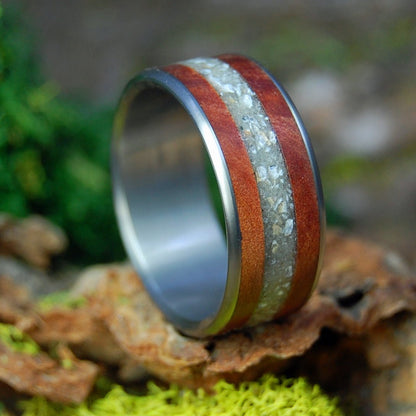 Alabama Cedar | Cedar Wood & Sea Shells Beach Sand Titanium Wedding Ring - Minter and Richter Designs