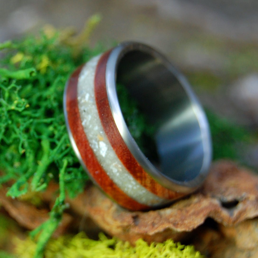 Alabama Cedar | Cedar Wood & Sea Shells Beach Sand Titanium Wedding Ring - Minter and Richter Designs