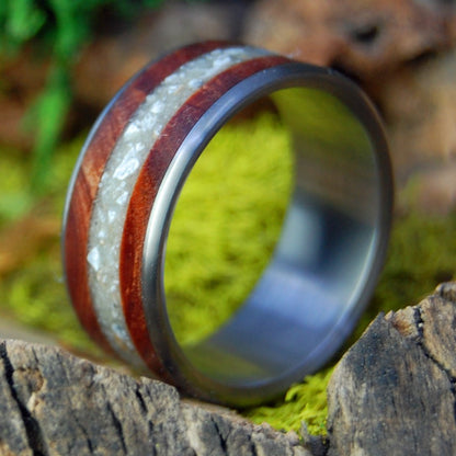 Alabama Cedar | Cedar Wood & Sea Shells Beach Sand Titanium Wedding Ring - Minter and Richter Designs