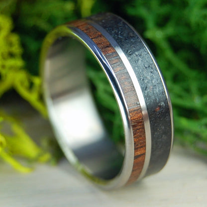 Alaskan Heart | Men's Alaskan Lava, Koa Wood & Titanium Wedding Ring - Minter and Richter Designs