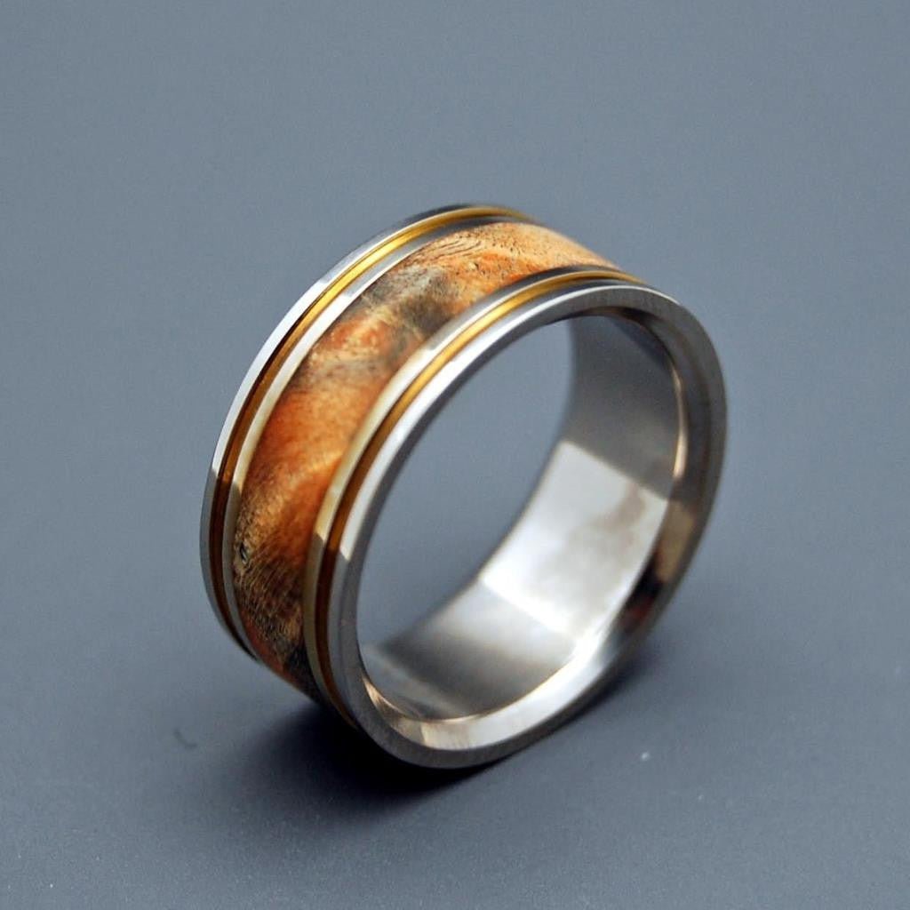 Alchemist | Men's Box Elder Wood & Titanium Wedding Ring - Minter and Richter Designs