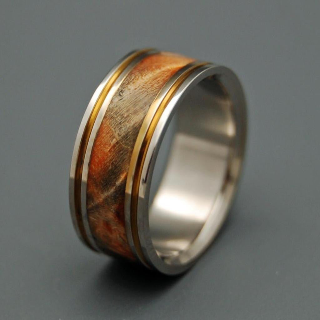 Alchemist | Men's Box Elder Wood & Titanium Wedding Ring - Minter and Richter Designs