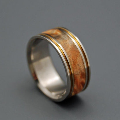 Alchemist | Men's Box Elder Wood & Titanium Wedding Ring - Minter and Richter Designs