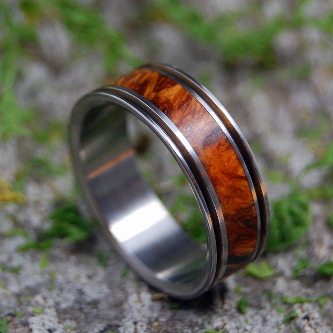 Alchemist | Men's Box Elder Wood & Titanium Wedding Ring - Minter and Richter Designs