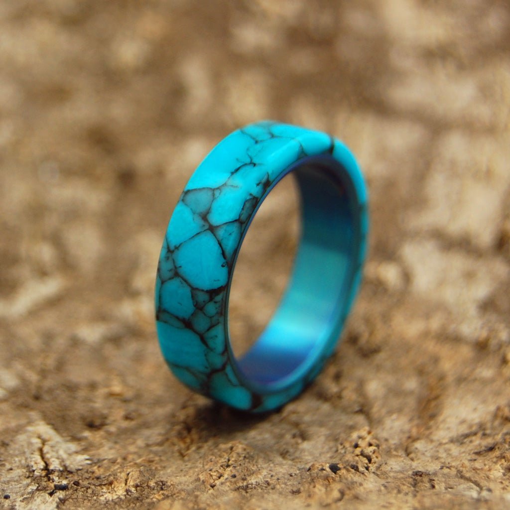 All I Want Is You And Turquoise | Men's Turquoise & Titanium Wedding Ring - Minter and Richter Designs