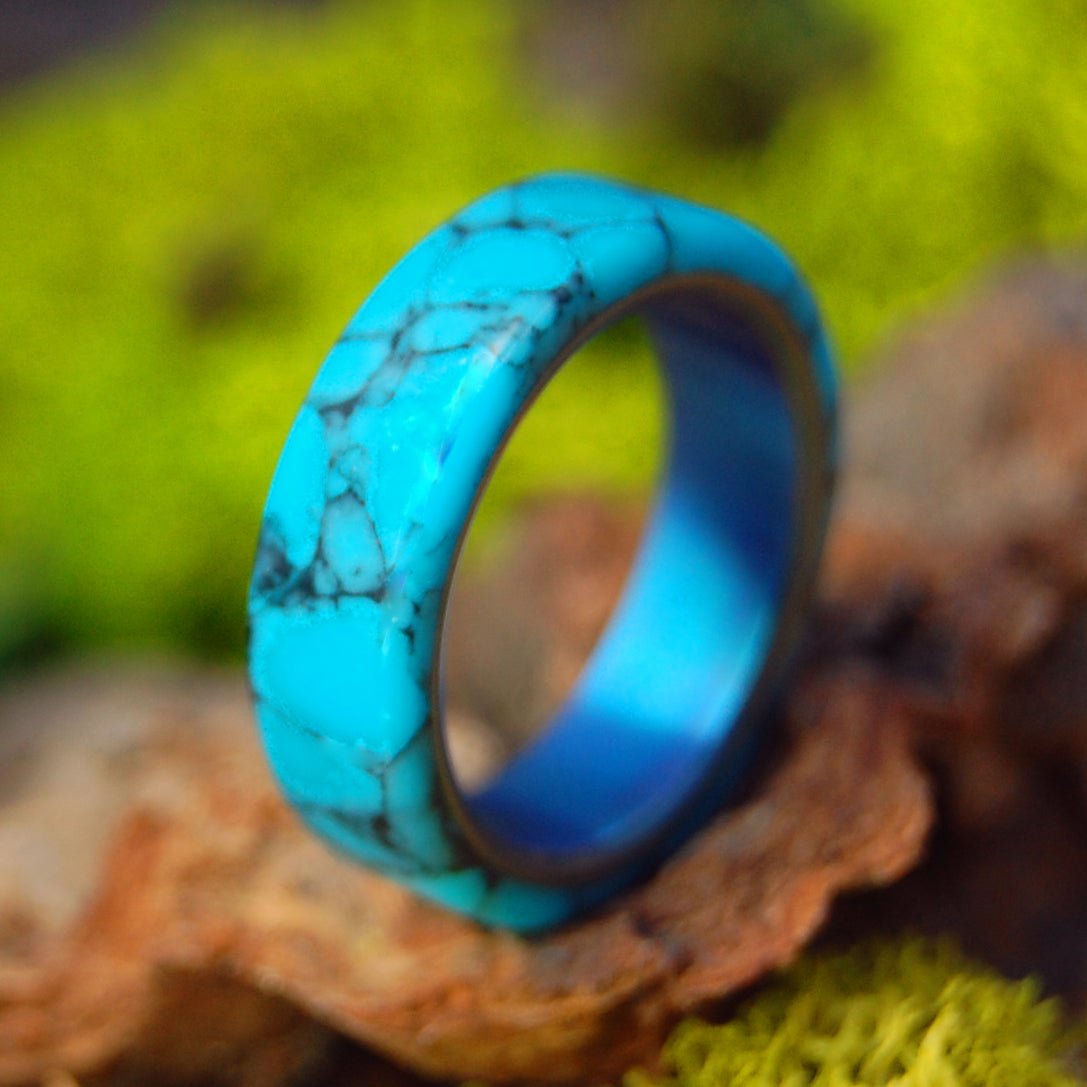 All I want is You and Turquoise | Size 5.5 At 5mm | Unique Wedding Band | On Sale - Minter and Richter Designs