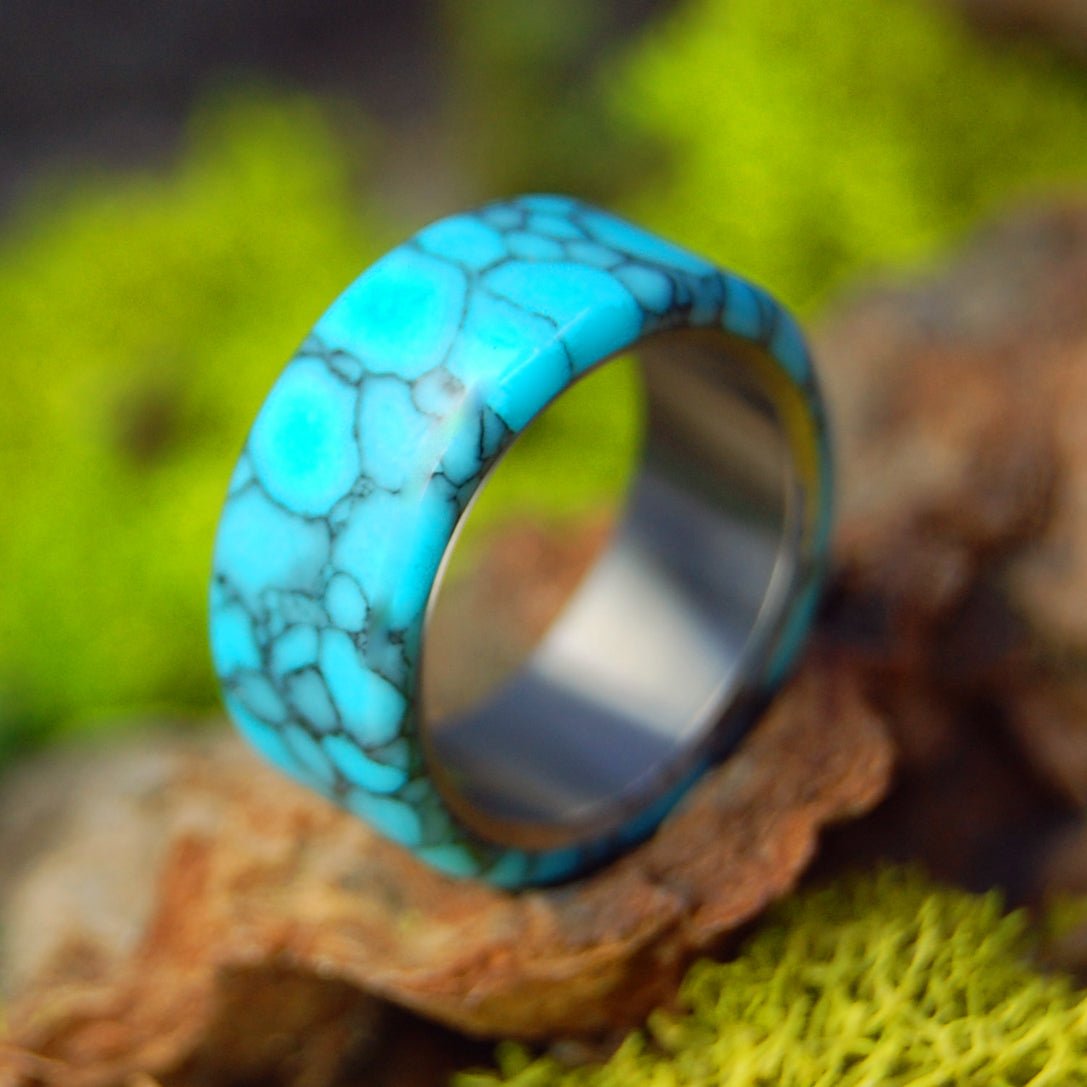 All I Want is You and Turquoise | Size 5.5 At 7.9mm | Tuquoise Stone | Unique Wedding Band | On Sale - Minter and Richter Designs