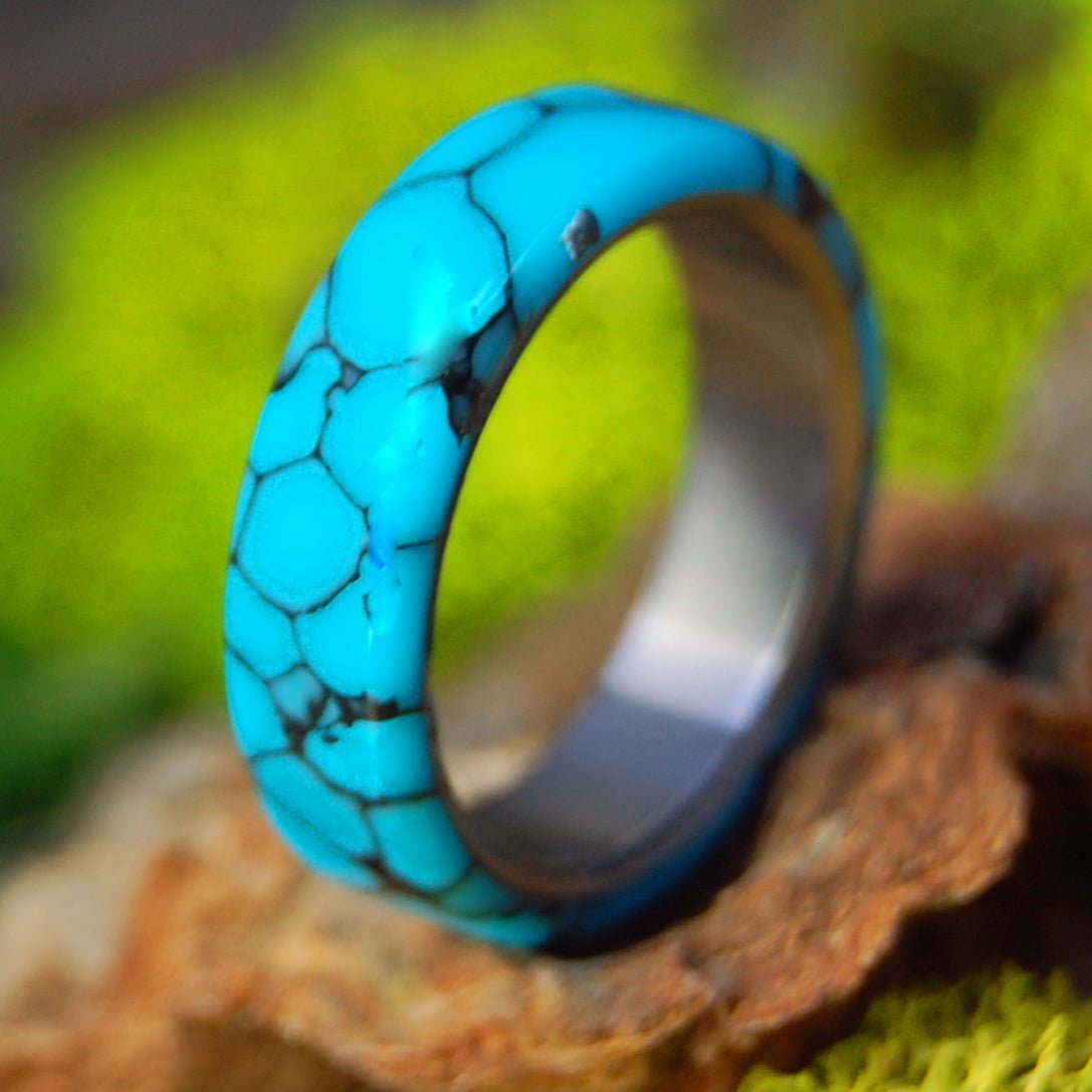 All I Want is You and Turquoise | Size 6.5 At 5.6mm | Tuquoise Stone | Unique Wedding Band | On Sale - Minter and Richter Designs