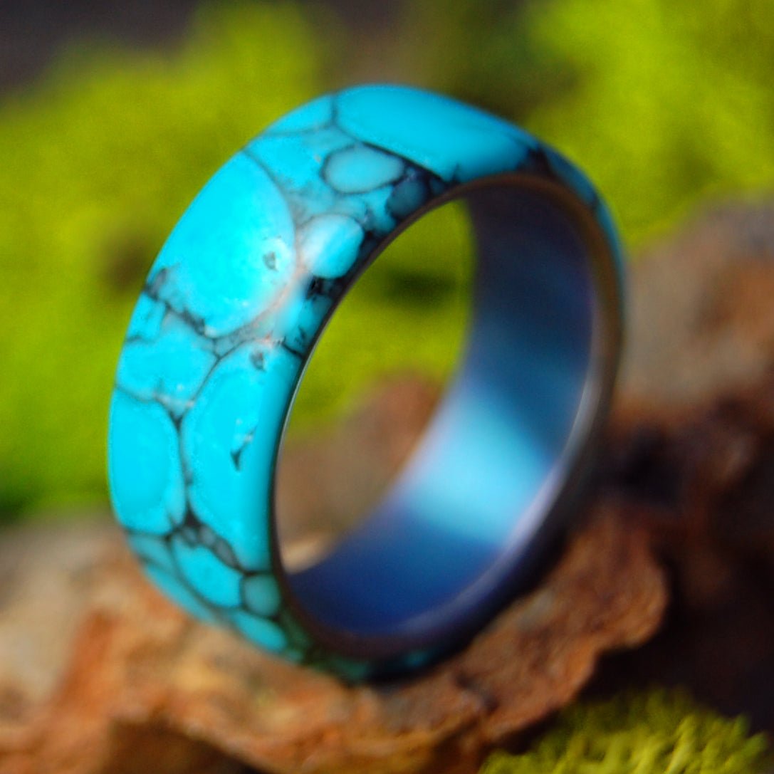 All I Want is You and Turquoise | Size 8 At 7.9mm | Tuquoise Stone | Unique Wedding Band | On Sale - Minter and Richter Designs