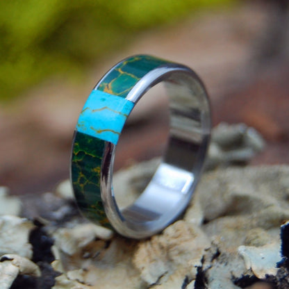 All That Love | Egyptian Jade & Tibetan Turquoise - Unique Wedding Ring - Wedding Ring - Minter and Richter Designs