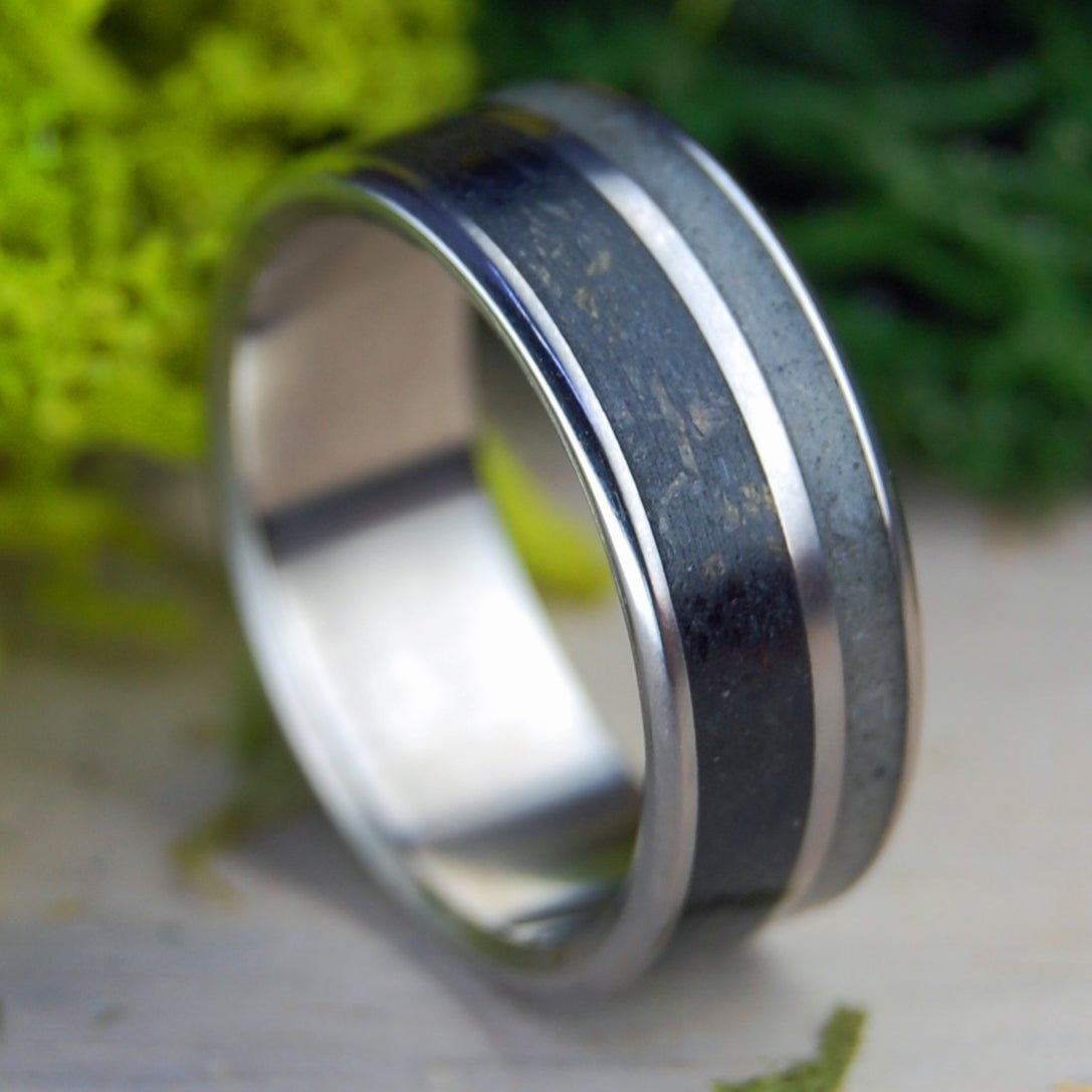 American Heart | Men's Deer Antler, Anthracite Coal & Titanium Wedding Ring - Minter and Richter Designs