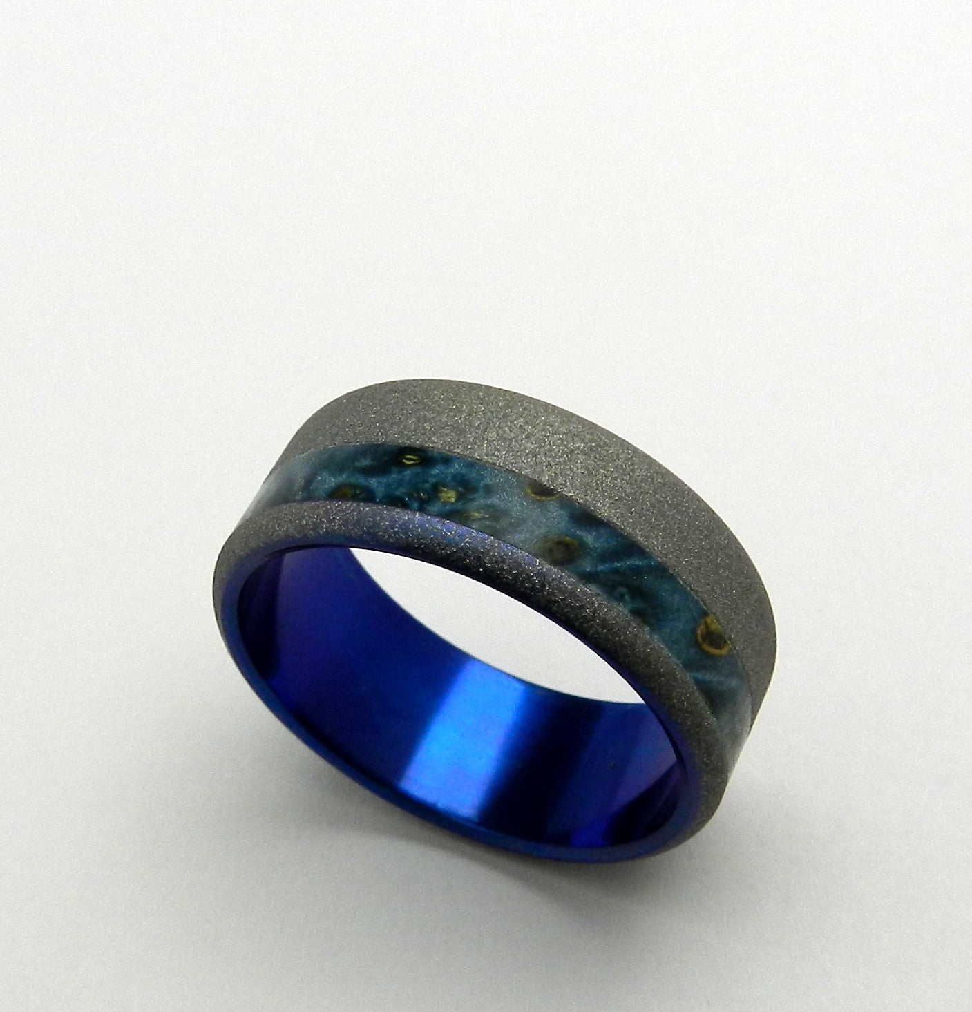 Amore | Men's Wood, Blue & Titanium Handcrafted Wedding Ring - Minter and Richter Designs