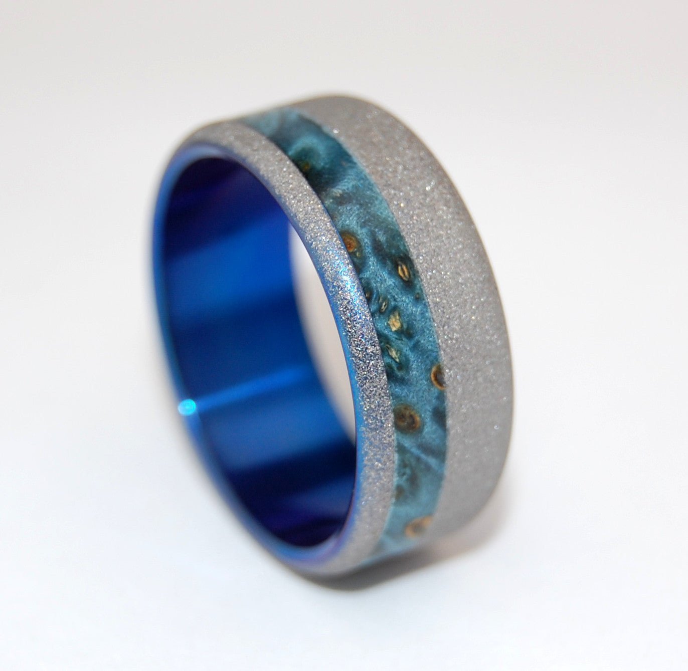 Amore | Men's Wood, Blue & Titanium Handcrafted Wedding Ring - Minter and Richter Designs