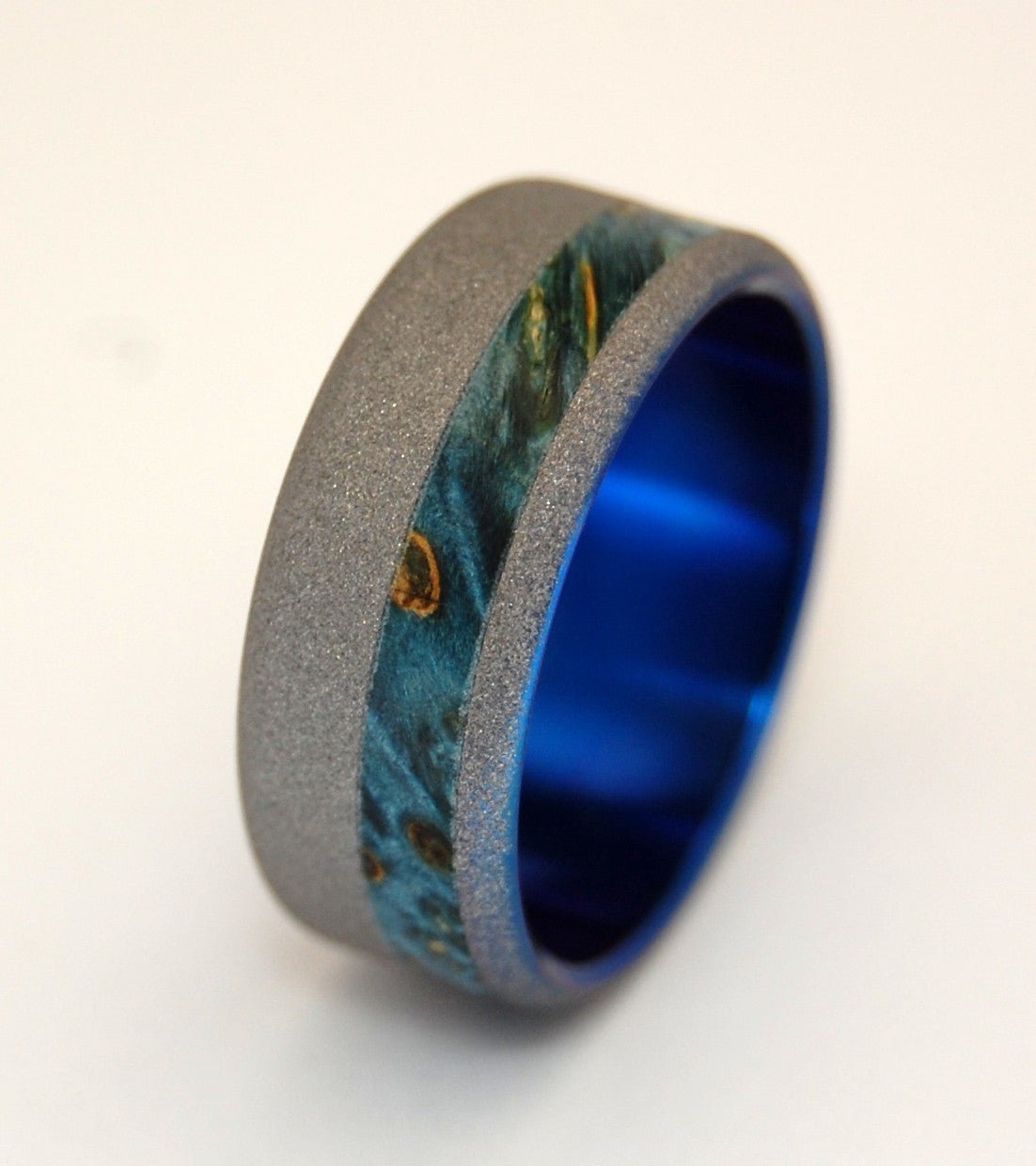 Amore | Men's Wood, Blue & Titanium Handcrafted Wedding Ring - Minter and Richter Designs