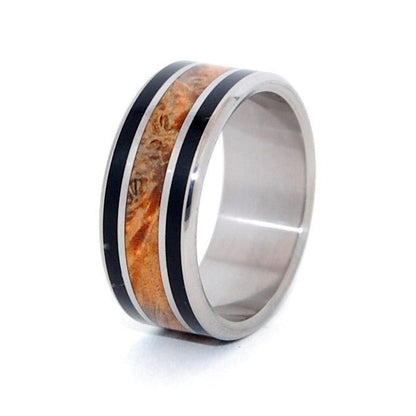 Amorous | Men's Water Buffalo Horn, Golden Box Elder Wood & Titanium Wedding Ring - Minter and Richter Designs