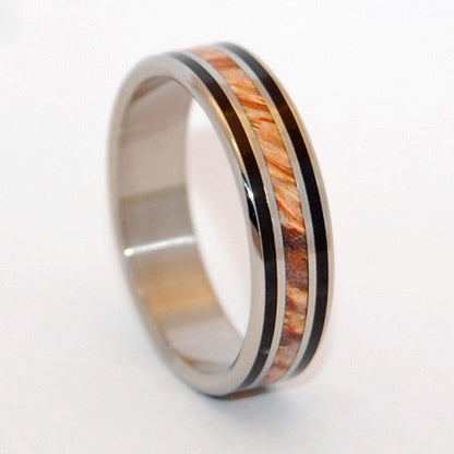 Amorous | Men's Water Buffalo Horn, Golden Box Elder Wood & Titanium Wedding Ring - Minter and Richter Designs