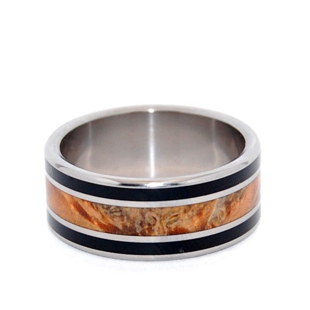 Amorous | Men's Water Buffalo Horn, Golden Box Elder Wood & Titanium Wedding Ring - Minter and Richter Designs